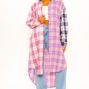 Maxi Plaid Shirt *BRAND-NEW* from #FashionNova #ColorCombo #Lavender #Pink